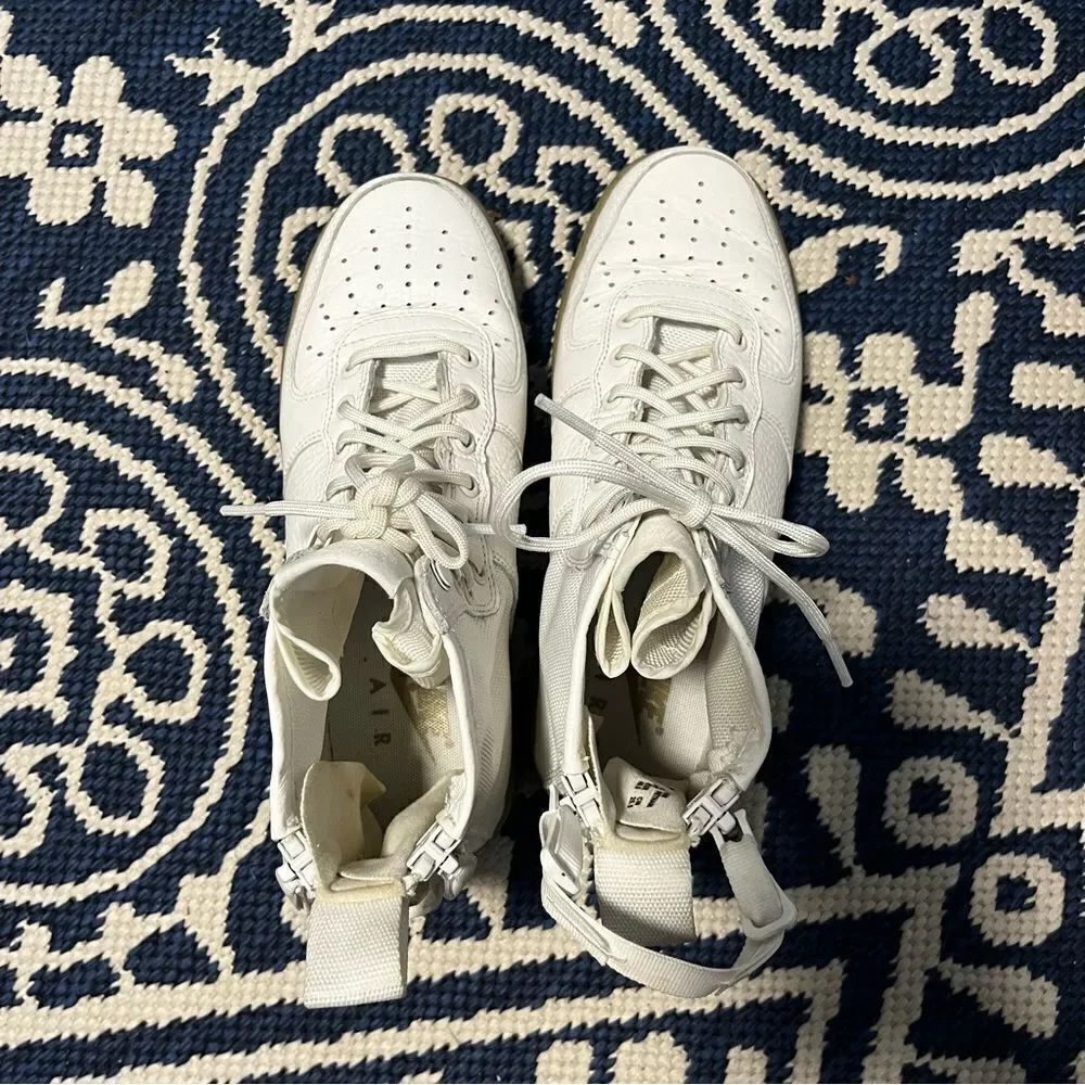Nike AF1 White Leather Sneakers Zip Back